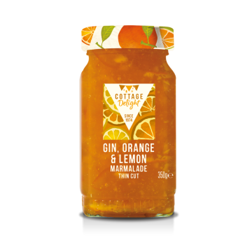 Cottage Delight Gin, Orange & Lemon Thin Cut Marmalade - 350g
