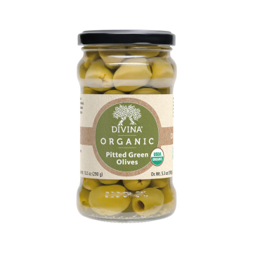 Divina Organic Green Olives - Pitted - 290 ml